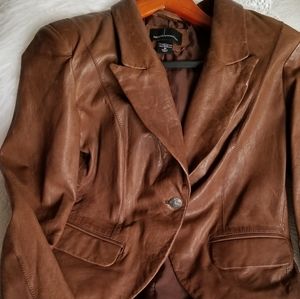 rich brown leather jacquet